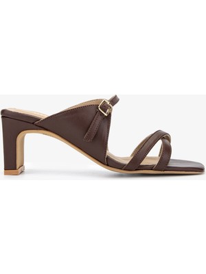 Valmenti Naomi Kadın Kahverengi Hakiki Deri Terlik 1029 3007 Bn Trlk Y24