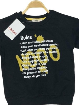 Çikoby Erkek Çocuk Pamuklu Ince Uzun Kollu Rules Tshirt