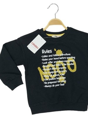 Çikoby Erkek Çocuk Pamuklu Ince Uzun Kollu Rules Tshirt