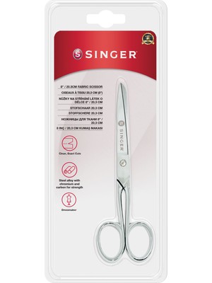 Singer 8 Inç Beyaz Kumaş Makası Hafif İnce Tasarım ve Aşınmaya Dirençli Bıçak Kenarları