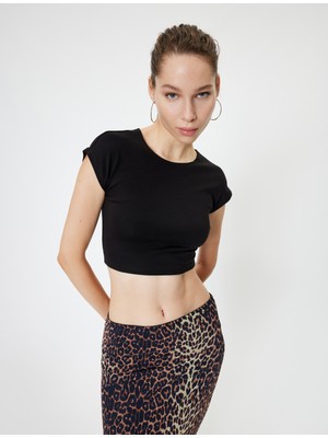 Koton Basic Tişört Kap Kol Bisiklet Yaka Modal Karışımlı Slim Fit