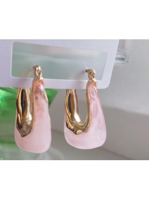 Devi Fashion Pembe Mineli Çanta Halka Küpe