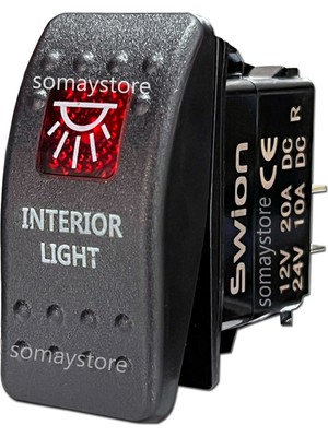 Goldsea Marin Anahtar iç Işık (Interior Light) Swion Carling Switch Kırmızı 12-24V