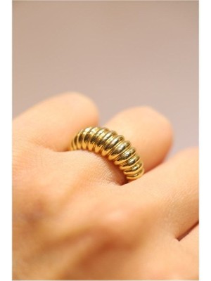 Yenigün Kuyumculuk 14 Ayar Altın Çizgisel Bombe Yüzük