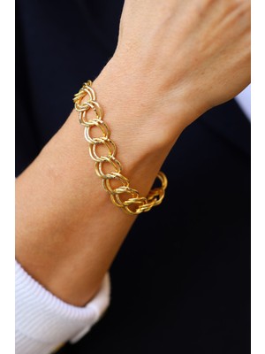 Yenigün Kuyumculuk 14 Ayar Altın Üç Sıra Işıltılı Samanyolu Bileklik