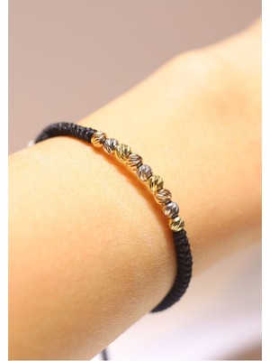 Yenigün Kuyumculuk 14 Ayar Altın Üç Renkli Dorica Ipli Bileklik