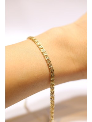 Yenigün Kuyumculuk 14 Ayar Altın Desenli Kalemli Bileklik