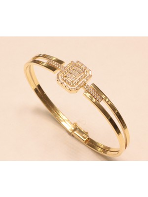 Güler Kuyumculuk Altın Baget Taşlı Kelepçe Bilezik