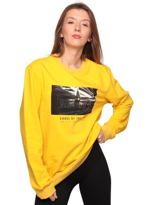 Bisiklet Yaka Kadın Sweatshirt 0147 | Sarı