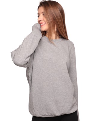 Bisiklet Yaka Kadın Sweatshirt 0149 | Gri