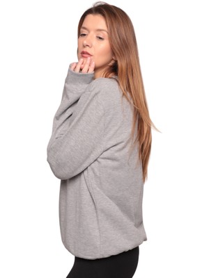 Bisiklet Yaka Kadın Sweatshirt 0149 | Gri