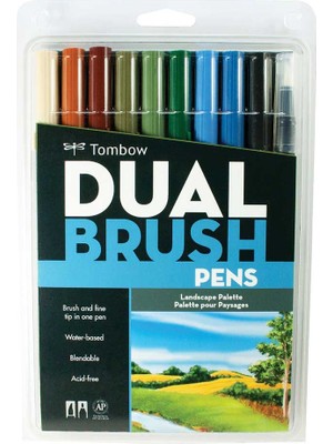Tombow : Ab-T Dual Brush Pen : Grafik Kalem Seti : 10 Renk (Peyzaj Renkleri)