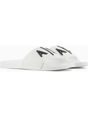 Armani Exchange Beyaz - Siyah Erkek Plaj Terliği XUP001