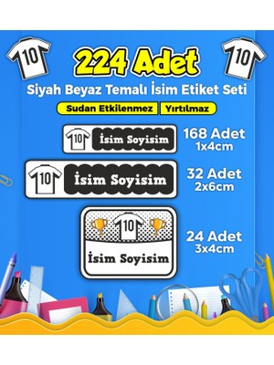 Sb Store Beşiktaş Okul Kreş İsim Etiketi Kalem Defter Özel İsim Yazılabilen Etiket Seti Model 28 - 224 Adet