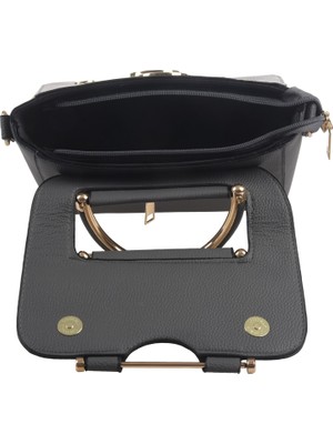 Noble1 Kadın Pu Deri Çanta Flap Çanta Crossbody Omuz Askılı Çanta Kadın Üst Saplı Küçük Satchel Koyu Gri (Yurt Dışından)