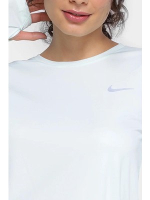 Nike Dri Fit Miler Sweatshirt Sırt Panelli Uzun Kollu Koşu Antrenman Üstü Beyaz