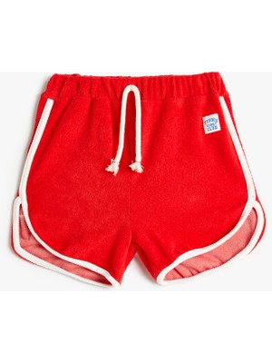 Koton Şort Havlu Kumaş Şerit Detaylı Beli Lastikli Pamuklu