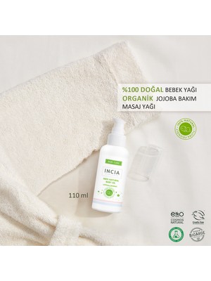 INCIA %100 Doğal Bebek Yağı Organik Jojoba Bakım Masaj Yağı Parafinsiz Bitkisel Vegan 110 ml X2 Adet