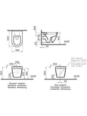 VitrA S50 Asma Klozet 5618L003-0850, Vitra Universal Soft Klozet Kapağı 121-003-909