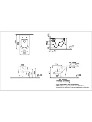 VitrA S60 Smooth Flush Asma Klozet 7510L003-0090, Vitra Universal 2 Soft Klozet Kapağı 121-003-909