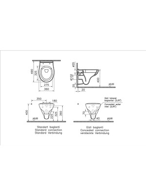 VitrA S10 Rim-Ex Asma Klozet 7741L003-0850, Vitra Universal Soft Klozet Kapağı 109-003-909