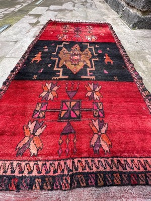 DesignEv 106X198 cm El Dokuma Kırmızı Renkli Dekoratif Türk Kilim