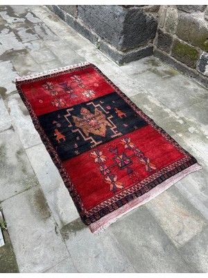 DesignEv 106X198 cm El Dokuma Kırmızı Renkli Dekoratif Türk Kilim