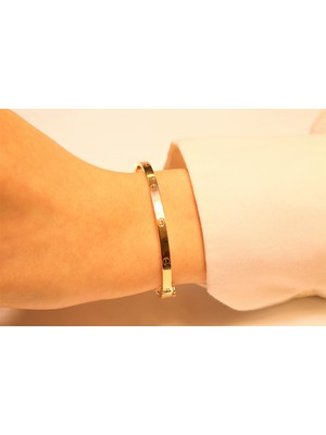 Güler Kuyumculuk Altın Taşsız Çivili Kelepçe Bilezik