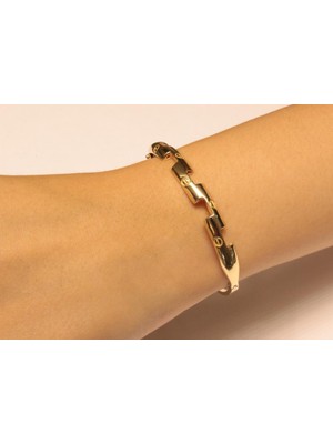 Güler Kuyumculuk 14 Ayar Altın Çivi Desenli Kelepçe Bilezik