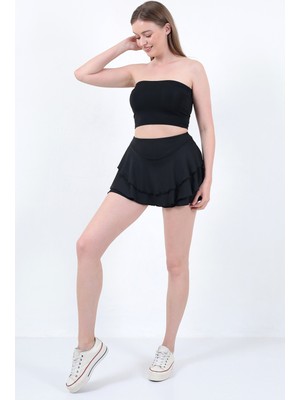 Ways Kadın Siyah Mini Spor Şort Etek