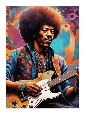 Ekart Jimi Hendrix Model Ahşap Tablo 50CMX 70CM