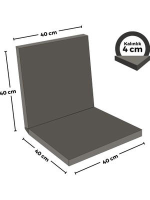 Xpermate  Arkalıklı Sandalye Minderi Fermuarlı 40X40 Sırtlıklı Sandalye Minderi Antrasit