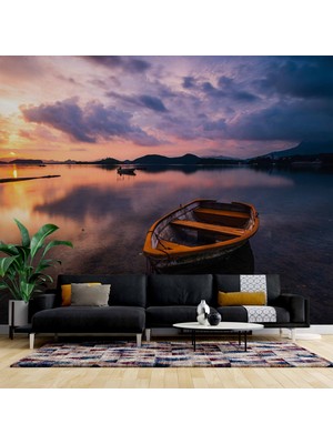 Duvar Kağıdı Baskı Sandal Göl Günbatımı Manzaralı