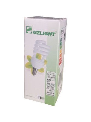 Uzlight 12W Spiral Tasarruflu Ampul Sarı Işık E14 Duy 10'lu Paket