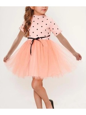 Neocotton Kız Çocuk Puantiyeli Kısa Kollu Elbise