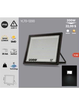 Alles 200W Beyaz Ultra Slim LED Projektör 6500K Noas YL70-1200