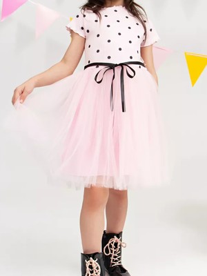 Neocotton Kız Çocuk Puantiyeli Kısa Kollu Elbise