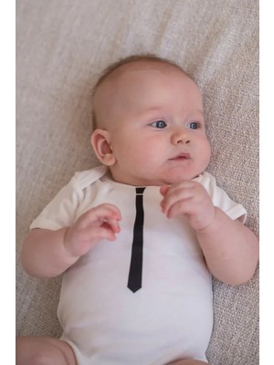 Bebe Tospik Kravat Baskılı Omuz Çıt Çıt Zıbın