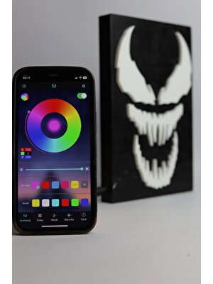 Domini Venom - Rgb LED Işıklı 3 Boyutlu Tabela - 13CM x 20CM x 2cm (Bluetooth Kontrollü)