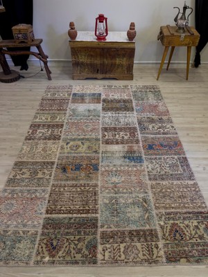 Sempati Halı El Dokuma Eskitme Özel Patchwork Halı  162 x 230  cm  4009