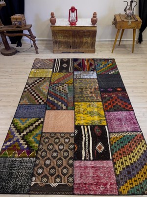 Sempati Halı Modern Eşsiz Özel Patchwork Halı 162 x 240  cm  4011