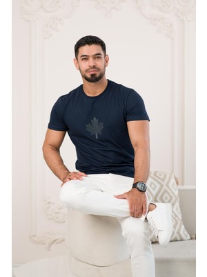 Paul Martin Bisiklet Yaka Önü Baskılı Pamuklu Basic Regular Fit T-Shirt