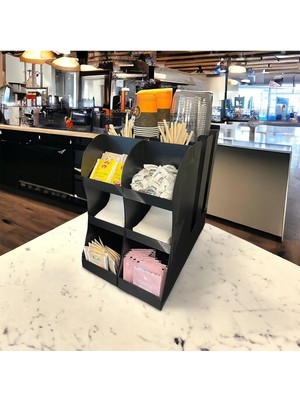 2'Li 2 Bölmeli  Bardak Uyumlu Çay, Kahve, Pipelik, Karıştırıcı, Karton Bardaklık Seti