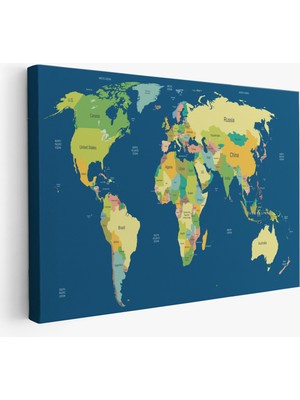Acoula   Dünya Haritası  Dekoratif Kanvas Tablo 1101