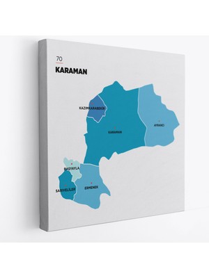 Acoula   Karaman Ili ve Ilçeler Haritası  Dekoratif Kanvas Tablo 1378