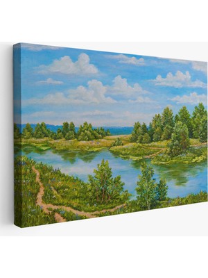 Acoula   Rusya Nehri Yağlıboya Görünüm Dekoratif Kanvas Duvar TABLOSU-3619