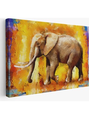 Acoula   Modern Sanat Tarzı Yürüyen Fil Yağlıboya Görünüm Kanvas Duvar TABLOSU-3688