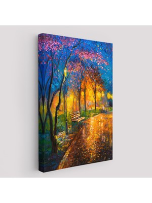 Acoula   Moskova Parkta Gece Manzarası Kanvas TABLO-5986