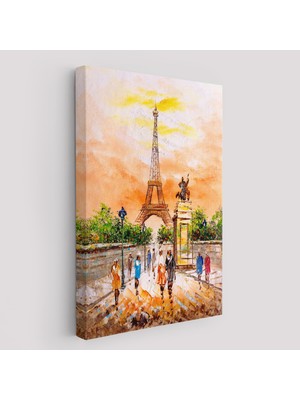 Acoula   Eyfel Kulesi Manzaralı Yağlıboya Görünüm Dekoratif Kanvas Duvar TABLOSU-5929