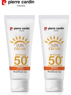 Pierre Cardin 2 Adet Spf 50+ Yüz ve Vücut Güneş Kremi / Yüksek Koruma / Makyaj Bazı - (75MLX2)